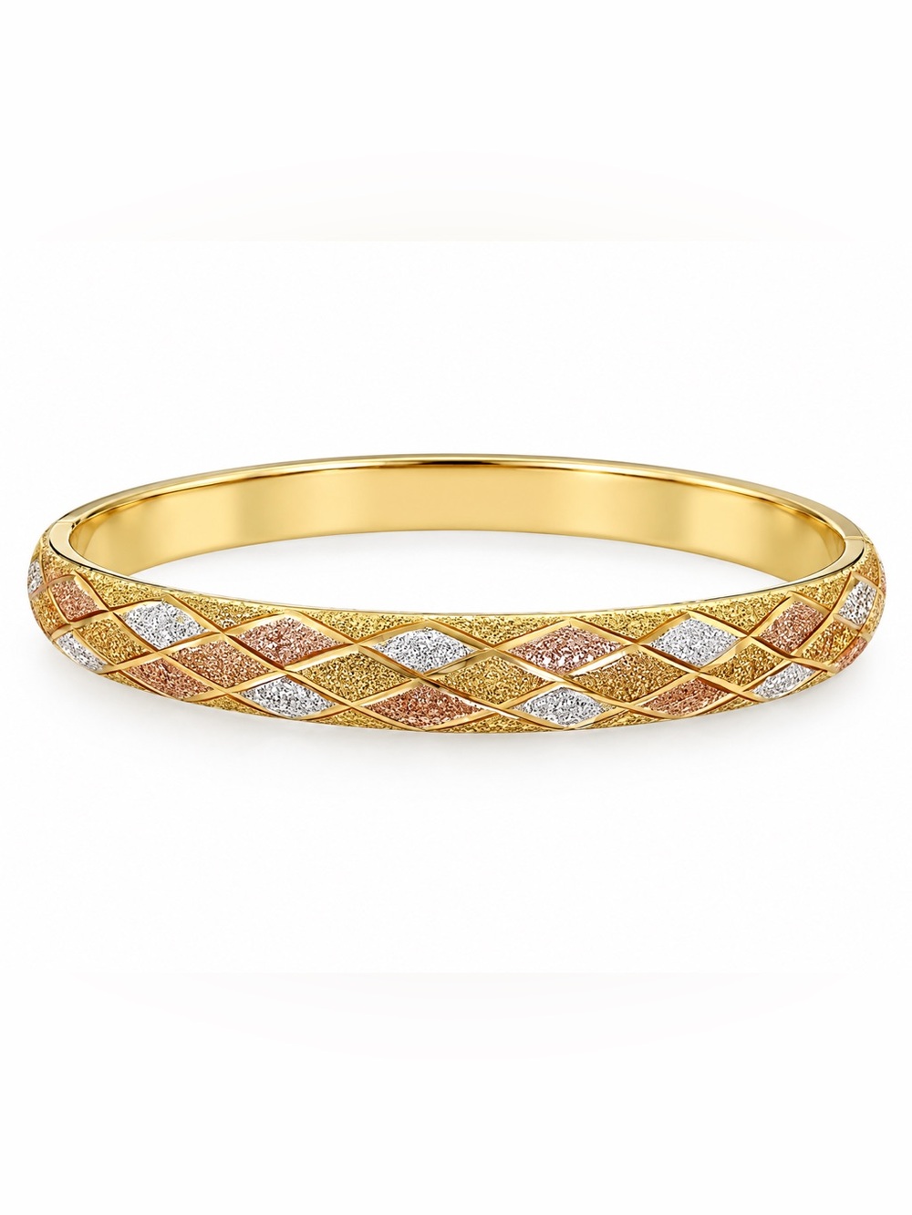 Tri color‎ gold diamond cut bangle bracelet